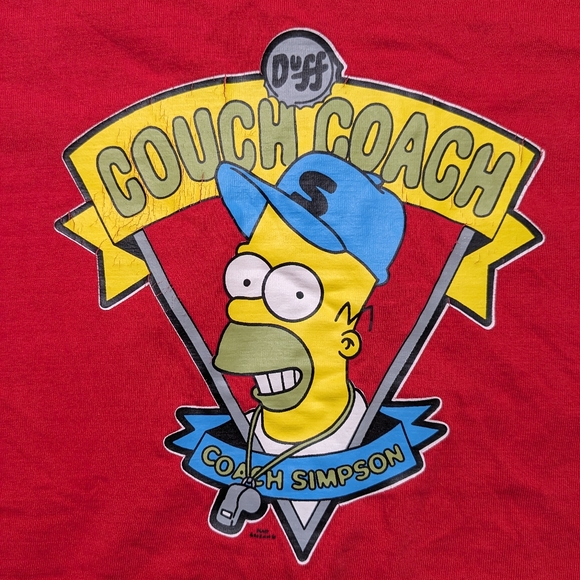 Vintage Simpsons Shirt Large Red Men's unisex retro - Picture 6 of 13